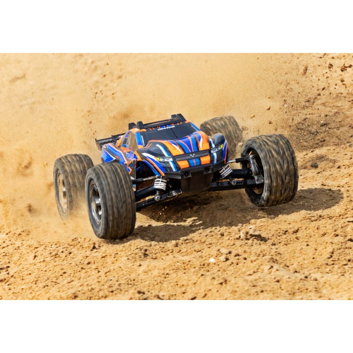 TRAXXAS 67376-4 1/10 RUSTLER 4X4 VXL TSM - wersja pomarańczowa